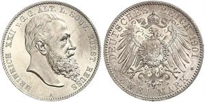 2 Марка Рейсс (старшей линии) (1778 - 1918) Серебро Heinrich XXII (1859 - 1902)