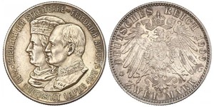 2 Марка Саксония (королевство) (1806 - 1918) Серебро Фридрих Август III (король Саксонии) (1865-1932)