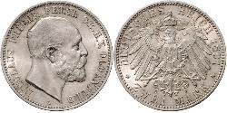 2 Марка Grand Duchy of Oldenburg (1814 - 1918) Срібло Peter II, Grand Duke of Oldenburg (1827 - 1900)