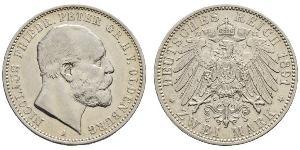 2 Марка Grand Duchy of Oldenburg (1814 - 1918) Срібло Peter II, Grand Duke of Oldenburg (1827 - 1900)