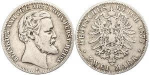 2 Марка Principality of Reuss-Greiz (1778 - 1918) Срібло Heinrich XXII (1859 - 1902)