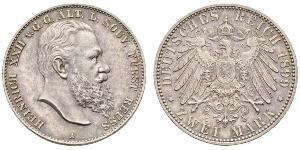 2 Марка Principality of Reuss-Greiz (1778 - 1918) Срібло Heinrich XXII (1859 - 1902)