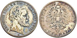 2 Марка Principality of Reuss-Greiz (1778 - 1918) Срібло Heinrich XXII (1859 - 1902)