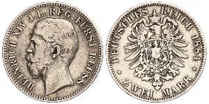2 Марка Principality of Reuss-Greiz (1778 - 1918) Срібло Heinrich XIV, Prince Reuss Younger Line