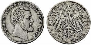2 Марка Principality of Reuss-Greiz (1778 - 1918) Срібло Heinrich XXII (1859 - 1902)
