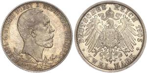 2 Марка Schwarzburg-Sondershausen (1599-1920) Срібло 