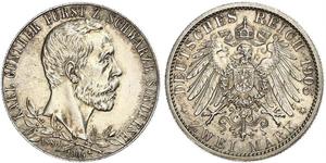 2 Марка Schwarzburg-Sondershausen (1599-1920) Срібло 