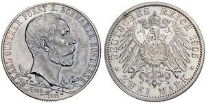 2 Марка Schwarzburg-Sondershausen (1599-1920) Срібло 