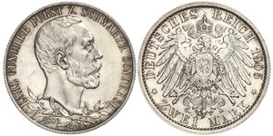 2 Марка Schwarzburg-Sondershausen (1599-1920) Срібло 