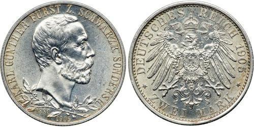 2 Марка Schwarzburg-Sondershausen (1599-1920) Срібло 
