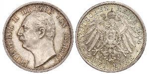 2 Марка Ангальт-Дессау (1603 -1863) / Анхальт (1806 - 1918) Срібло Friedrich II, Duke of Anhalt (1856 – 1918)