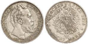 2 Марка Ангальт-Дессау (1603 -1863) / Анхальт (1806 - 1918) Срібло Frederick I, Duke of Anhalt (1831-1904)