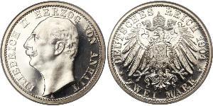 2 Марка Ангальт-Дессау (1603 -1863) / Анхальт (1806 - 1918) Срібло Friedrich II, Duke of Anhalt (1856 – 1918)