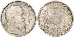 2 Марка Велике герцогство Баден (1806-1918) Срібло Frederick I, Grand Duke of Baden (1826 - 1907)