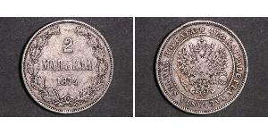 2 Марка Велике князівство Фінляндське (1809 - 1917) Срібло Олександр III (1845 -1894)