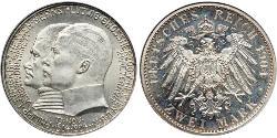 2 Марка Великое герцогство Гессен (1806 - 1918) Срібло Ernest Louis, Grand Duke of Hesse (1868 - 1937)