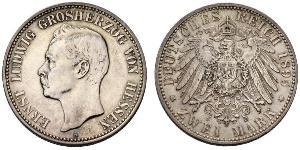 2 Марка Великое герцогство Гессен (1806 - 1918) Срібло Ernest Louis, Grand Duke of Hesse (1868 - 1937)