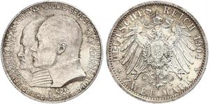 2 Марка Великое герцогство Гессен (1806 - 1918) Срібло Ernest Louis, Grand Duke of Hesse (1868 - 1937)