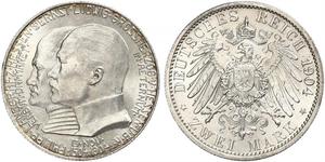 2 Марка Великое герцогство Гессен (1806 - 1918) Срібло Ernest Louis, Grand Duke of Hesse (1868 - 1937)
