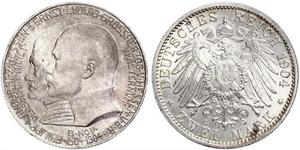 2 Марка Великое герцогство Гессен (1806 - 1918) Срібло Ernest Louis, Grand Duke of Hesse (1868 - 1937)