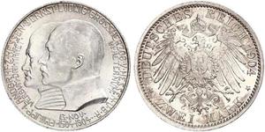 2 Марка Великое герцогство Гессен (1806 - 1918) Срібло Ernest Louis, Grand Duke of Hesse (1868 - 1937)