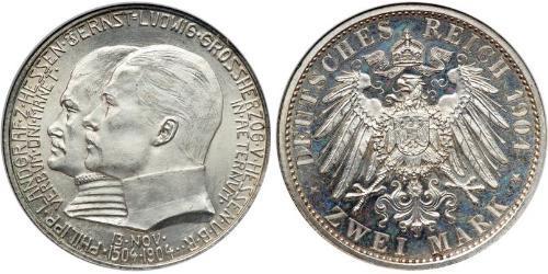 2 Марка Великое герцогство Гессен (1806 - 1918) Срібло Ernest Louis, Grand Duke of Hesse (1868 - 1937)