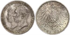 2 Марка Герцогство Мекленбург-Шверин (1352-1918) Срібло Frederick Francis IV, Grand Duke of Mecklenburg (1882 - 1945)