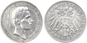 2 Марка Герцогство Мекленбург-Шверин (1352-1918) Срібло Frederick Francis IV, Grand Duke of Mecklenburg (1882 - 1945)