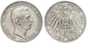 2 Марка Герцогство Мекленбург-Шверин (1352-1918) Срібло Frederick Francis IV, Grand Duke of Mecklenburg (1882 - 1945)
