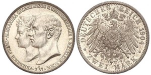 2 Марка Герцогство Мекленбург-Шверин (1352-1918) Срібло Frederick Francis IV, Grand Duke of Mecklenburg (1882 - 1945)