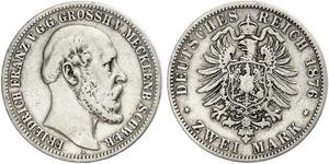 2 Марка Герцогство Мекленбург-Шверин (1352-1918) Срібло Фрідріх Франц II (великий герцог Мекленбург-Шверінський)