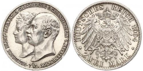 2 Марка Герцогство Мекленбург-Шверин (1352-1918) Срібло Frederick Francis IV, Grand Duke of Mecklenburg (1882 - 1945)