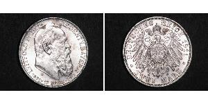 2 Марка Королівство Баварія (1806 - 1918) Срібло Otto of Bavaria (1848 – 1916)