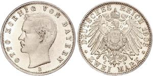 2 Марка Королівство Баварія (1806 - 1918) Срібло Otto of Bavaria (1848 – 1916)