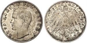 2 Марка Королівство Баварія (1806 - 1918) Срібло Otto of Bavaria (1848 – 1916)