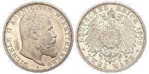 2 Марка Королівство Вюртемберг Срібло Wilhelm II, German Emperor (1859-1941)