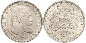 2 Марка Королівство Вюртемберг Срібло Wilhelm II, German Emperor (1859-1941)