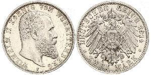 2 Марка Королівство Вюртемберг Срібло Wilhelm II, German Emperor (1859-1941)