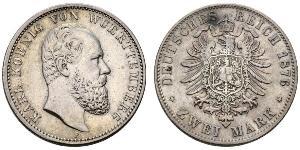 2 Марка Королівство Вюртемберг Срібло Charles I of Württemberg