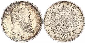 2 Марка Королівство Вюртемберг Срібло Wilhelm II, German Emperor (1859-1941)