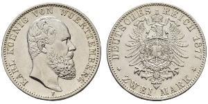 2 Марка Королівство Вюртемберг Срібло Charles I of Württemberg