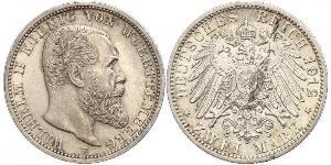2 Марка Королівство Вюртемберг Срібло Wilhelm II, German Emperor (1859-1941)