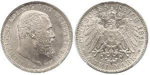 2 Марка Королівство Вюртемберг Срібло Wilhelm II, German Emperor (1859-1941)
