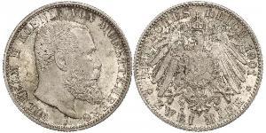2 Марка Королівство Вюртемберг Срібло Wilhelm II, German Emperor (1859-1941)