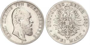 2 Марка Королівство Вюртемберг Срібло Charles I of Württemberg