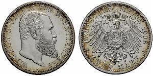 2 Марка Королівство Вюртемберг Срібло Wilhelm II, German Emperor (1859-1941)