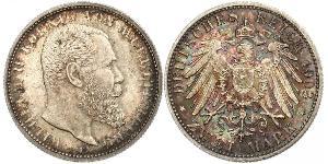 2 Марка Королівство Вюртемберг Срібло Wilhelm II, German Emperor (1859-1941)
