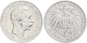 2 Марка Королівство Пруссія (1701-1918) Срібло Wilhelm II, German Emperor (1859-1941)
