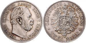 2 Марка Королівство Пруссія (1701-1918) Срібло Wilhelm I, German Emperor (1797-1888)
