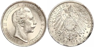 2 Марка Королівство Пруссія (1701-1918) Срібло Wilhelm II, German Emperor (1859-1941)